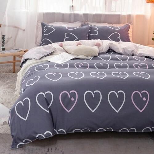 Gray Bedding Set, Duvet Cover Pillowcase 3pcs 220x240 , 200x230 Quilt Cover,Heart pattern Double Queen King Size Bed Cover 2020
