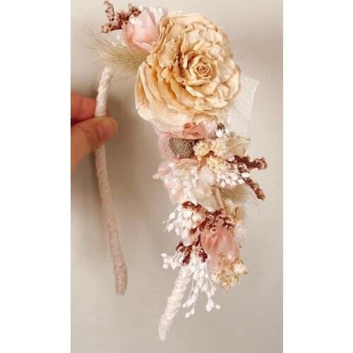 Handmade crown bride crown spring flowers baby shower dried flowers mothers crown birthday tiara newborn custom design