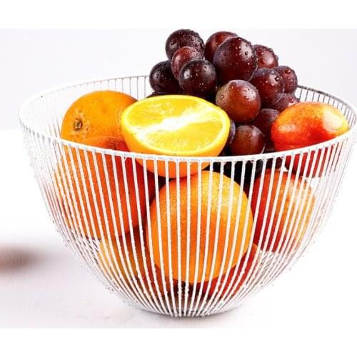 Fruit Basket Container Bowl Iron Wire Basket Fruit Vegetable Storage Holder Snack Tray Bowl Table Storage Fruit Basket Drainage