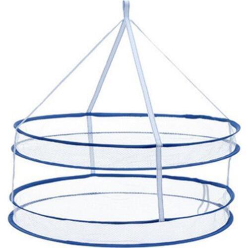 Round Double Layer Foldable Clothes Drying Rack Hanging Laundry Dryer Windproof Mesh Net Basket Sweater Cloth Net Dry Rack Mesh