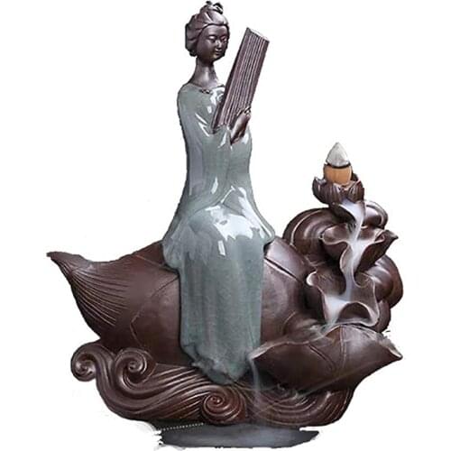 Backflow Incense Burner Lady Piano Chess Calligraphy And Painting Ceramic Incense Ornaments For Home Office icenso queimador