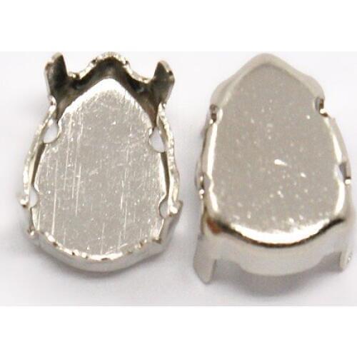 Brass Rhinestone Claw Settings For Drop Rhinestone Cabochons for Jewelry Making DIY Findings Platinum Color