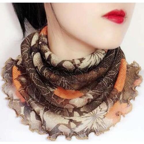 Summer Womens Scarf Wild Hanging Ear Cervical Elastic Gold ilk alse Collar Silk High Neck Pullover Small Scarf Female U35