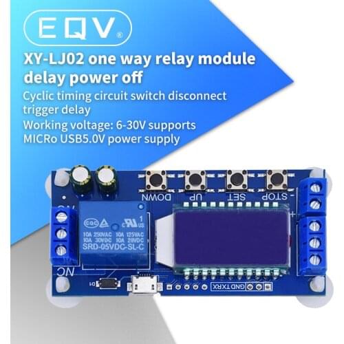 Micro USB Digital LCD Display Time Delay Relay Module DC 6-30V Control Multifunction Timer Switch Trigger Cycle XY-LJ02