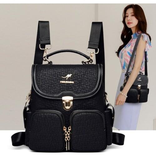 Womens Fashion PU Backpacks Female High Quality Leather Bagpack Ladies Small Backpacks Multifunctional Travel Rucksack Mochila