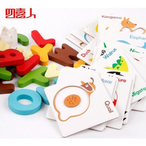 N107 Early education recognition letter animal knowledge card puzzle puzzle children toy letter puzzle