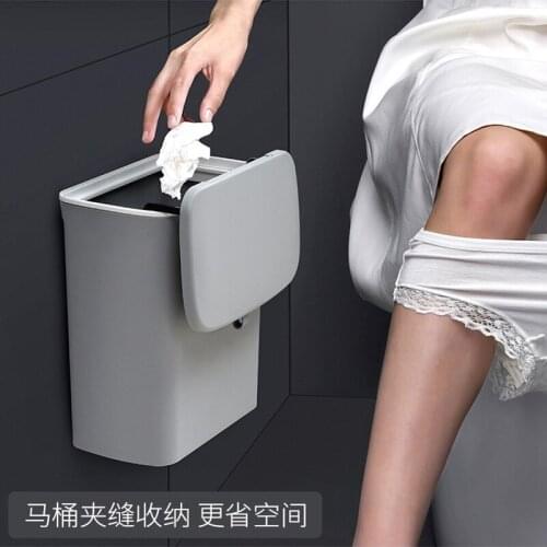 Wall-mounted Kitchen Trash Can Household Kitchen Cabinet Door with Lid Sorting Storage Bin Can Be Hung, Sliding Lid Waste Bins
