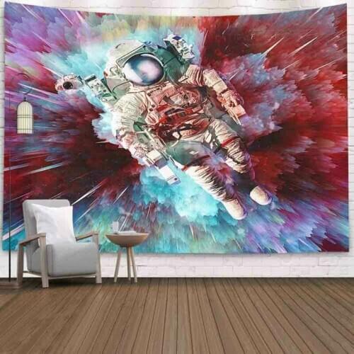 Astronaut Fire Wall Hanging Tapestry New Wall Tapestry Large Nature Landscape Printed Brushed Blanket Bedroom Home Decorations