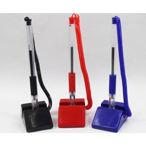 0.5mm desk holder fixed gel pen counter advertising signature pen black blue red office school stationery + 10 pen refills