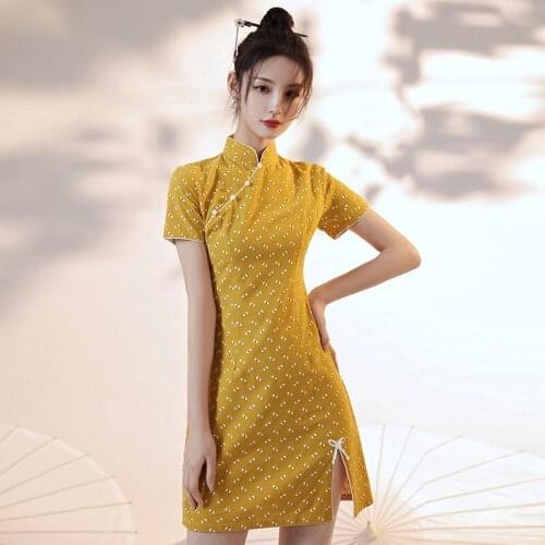 Summer New Women Can Wear Short Modified Cheongsam Small Erode Young Girl Dress
