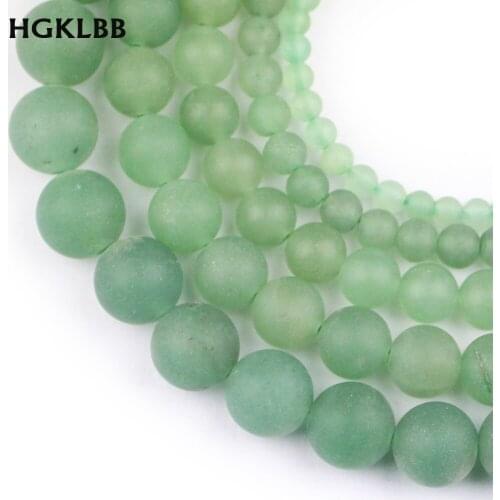 HGKLBB Natural Stone Matte Green Aventurine Round Loose Beads For Jewelry Making DIY Bracelets necklace 4/6/8/10/12MM Strand 15