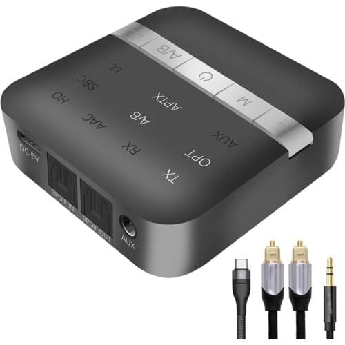 CSR8675 Transmitter and Receiver Long Range Bluetooth Latest V5.0 Transmitter Receiver 2 in 1 Adapter Low Latency