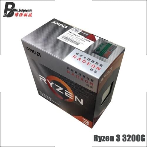 AMD Ryzen 3 3200G R3 3200G 3.6 GHz Quad-Core Quad-Thread 65W CPU Processor L3=4M YD3200C5M4MFH Socket AM4 New and have fan