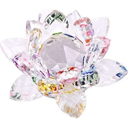 3.4 inch Rainbow Crystal Lotus Flower with Gift Box for Feng Shui Home Decor Home Decoration