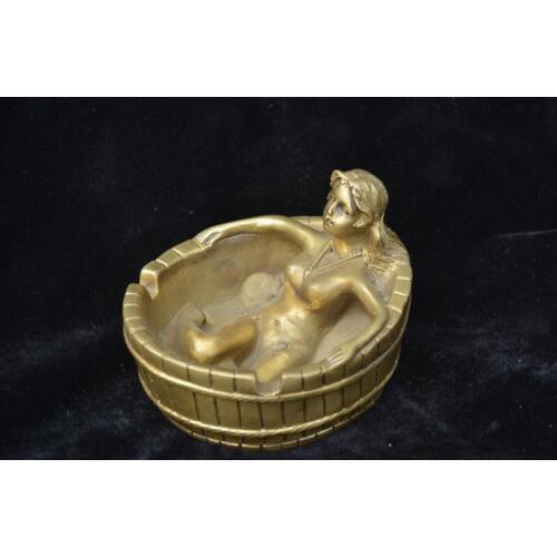 Rare copper Beauty girl ashtray,Hand-carving crafts,Collection&Adornment,Free shipping
