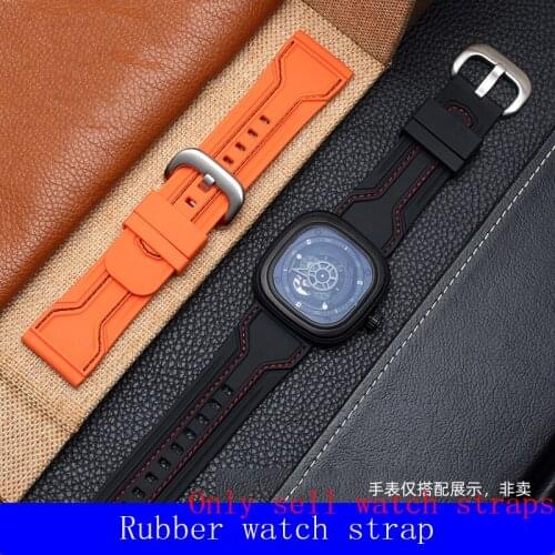 Summer Rubber watchband for 7 Fridays watches band 28mm black orange Waterproof silicone wrist Strap