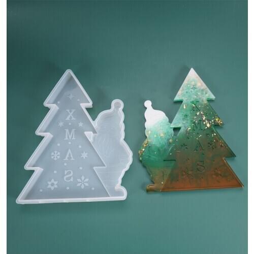 DIY Crystal Epoxy Resin Mold Christmas Tree Santa Claus Listing Decoration Theme Silicone Mold For Resin
