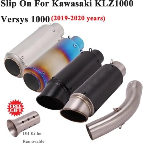 Slip On For Kawasaki VERSYS 1000 KLZ1000 2019 2020 Motorcycle GP Exhaust System Escape Carbon Muffler DB Killer Middle Link Pipe