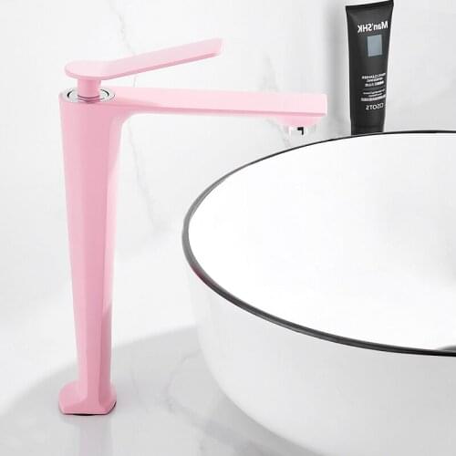 Basin Faucet Bathroom Sink Faucet Single Handle Hole Pink Faucet Basin Taps Deck Vintage Wash Hot Cold Mixer Tap Crane