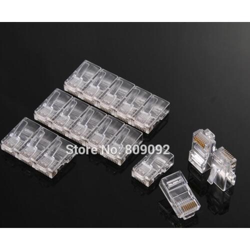 Brand New 100PCS Crystal Head Computer Network Cable Connector RJ45 CAT5 OR CAT6 Modular Plug Gold Plated Network Connector