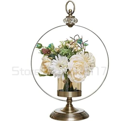 Glass vase model room creative Candlestick home decoration European living room flower arrangement