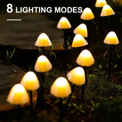 Outdoor Mushroom Shape LED Lights String/ 8 Lighting Modes Fairy Lamp/ Garden Patio Wedding Waterproof Lamp Decoration