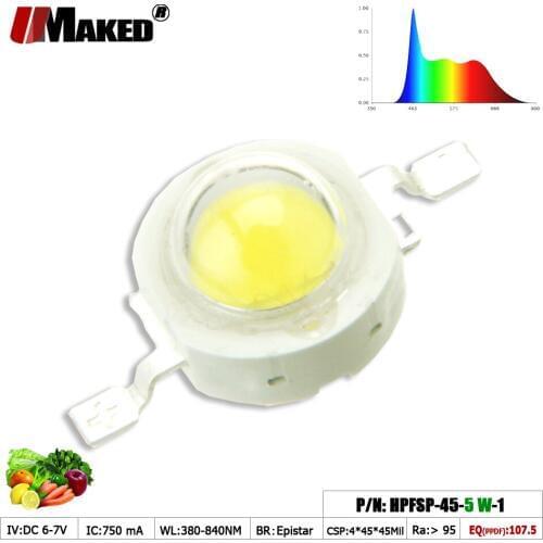 Wholesale Grow Light COB Diode 5W 45mil CRI>95 Full Spectrum 380-840nm LED Chips For Plant Growth Aquarium Hydroponice Lamps