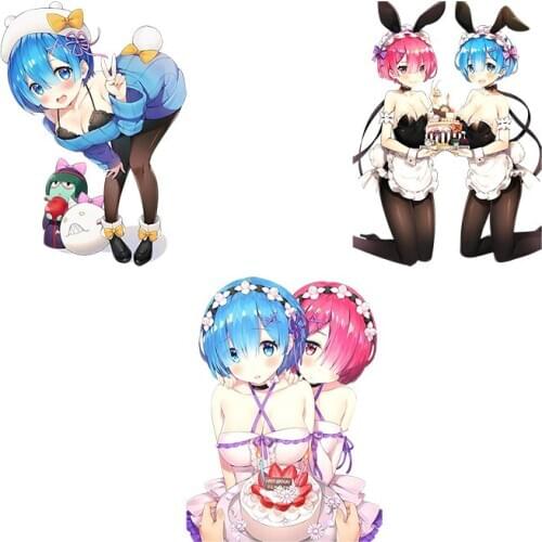 Three Ratels C482 Re:ZeroCar Stickers Anime Vinyl Stickers Decorative Waifu Cartoon Decal