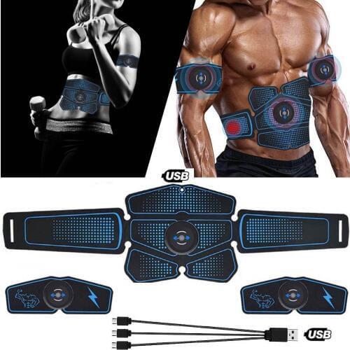 EMS Abdominal Muscle Stimulator Trainer ABS Electrostimulation USB Recharge Fitness Massager Abdomen Muscular Exercise Home Gym