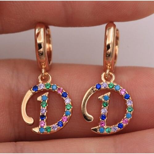 Dangle Drop Earrings Rainbow Cubic Zirconia Gold Plated Copper Earring For Women Fashion Jewelry Accessories Wedding Anniversary