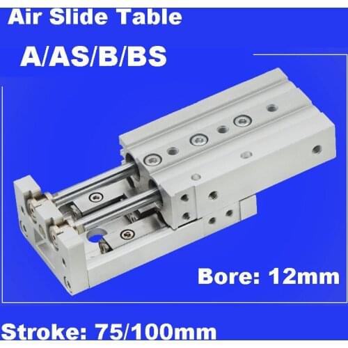 GOGO Air cylinder bore 12mm stroke 75mm/100mm A/AS/AT/B/BS/BT MXS air slide table shock absorbers both ends of stroke smc type