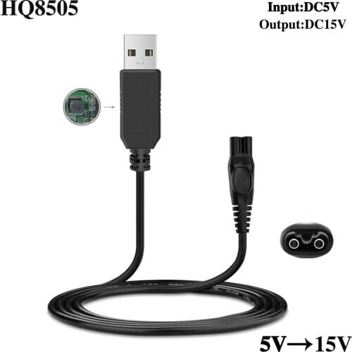 USB HQ8505 Charger for Philips Norelco HQ PT RQ AT Series HQ8500 HQ560 HQ586 Electric Shaver Razor & More 15V AC Adapter Cord