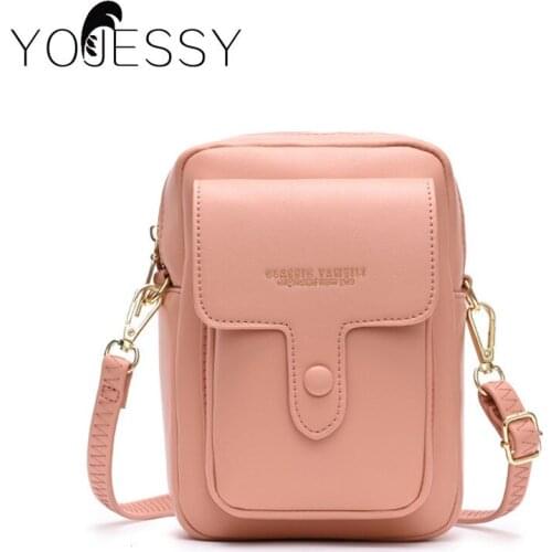 YOJESSY Women Bag Phone Pocket Pu Leather Ladies Crossbody Bags Purse Female Messenger Bag 2105