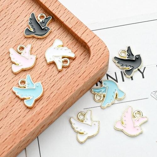 10/20/30pcs Peace Dove Charms Animal Bird Enamel Charm Drop Oil Alloy Pendant For Jewelry Finding Making Necklace Bracelet