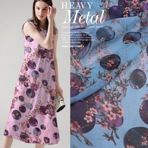 2 Colors European and American Early Spring Georgette Dress Fabric Thin Transparent Mulberry Silk Clothing Printing Fabric