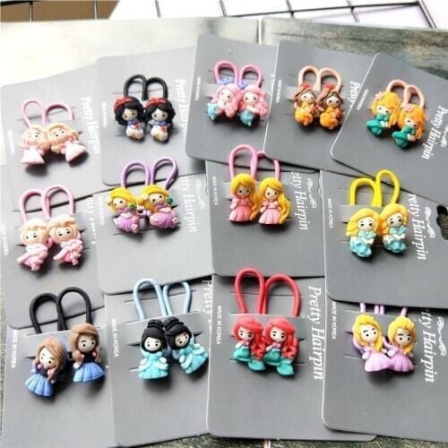 2PCS Cute Cartoon New Princess Headwear Kids Elastic Hair Bands Children Ropes Girls Accessories Baby Headdress