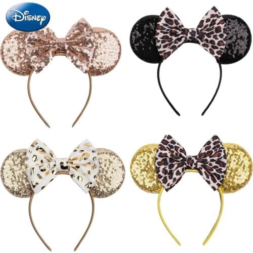 Disney Minnie Mickey Headband Hair-Accessories Lovely Girls Bows Ears Kid Women Head-Accessories Headdress Head Band Party