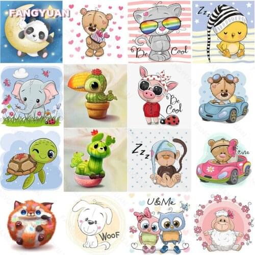 5D Diy Diamond Painting Cartoon Panda Beer Pig Elephant and Tortoise Full Round Square Drill Diamond Embroidery Home Decor Gift