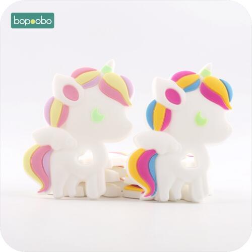 Bopoobo 1pc Silicone Unicorn Food Grade Lovely Turtle Teething Necklace Accessories Silicone Teether Pendants Baby Teethers