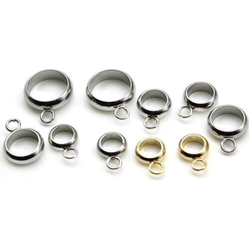 20pcs Gold Stainless Steel Pendant Connector Charms Bail Beads Bracelet Making Larger Hole Spacer Beads for Necklace DIY Jewelry