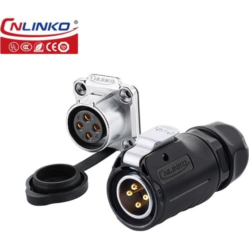 Cnlinko LP20 IP67 20A 4 Pin Waterproof Power Connectors M20 Ip67 Male Female Plug Socket 4 Pin Cable