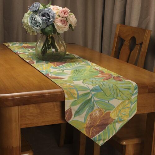 CURCYA Green Japanese Banana Leaves Pointed Simple Table Runners for Home Hotel Restaurant Table Decoration