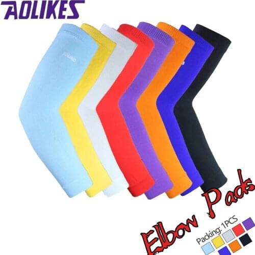 AOLIKES 1PCS Elastic Basketball arm Sleeve Armband Soccer Volleyball Elbow Support Brace Cotovelo de basquete Sports Protector