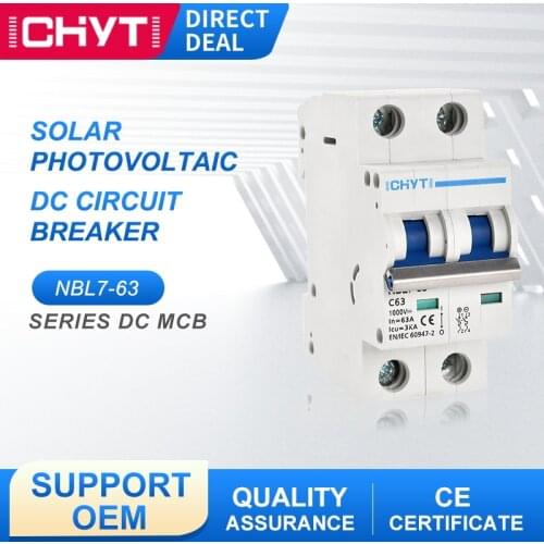 ICHYTI NBL7-63 2P DC 1000V 600V Din Rail Solar Energy Mini Circuit Breaker Photovoltaic 63A MCB for PV System