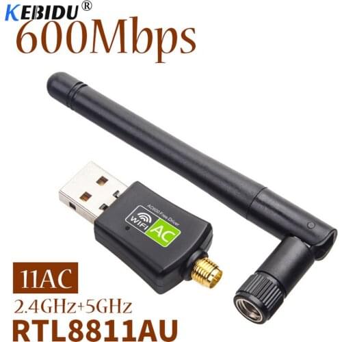 Kebidu 600Mbps USB wireless wifi Adapter 2.4GHz 5GHz WiFi with Antenna Dual Band Free Driver Network Card Receiver PC Computer