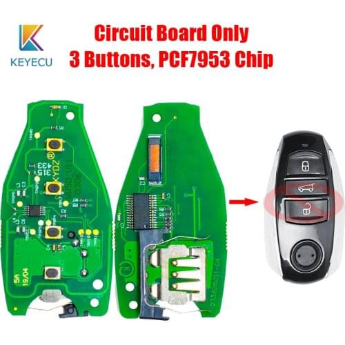 Keyecu Circuit Board for Volkswagen VW Touareg 2011 2012 2013 2014 3 Buttons 315/433/868MHZ PCF7953 Chip Smart Remote Key Fob