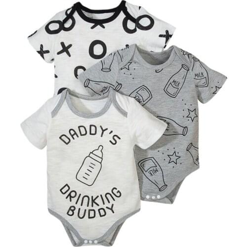 Newborn Baby Boys Girls Cotton Hard Clothes Joint Printing Romper Three-Piece Set 2021