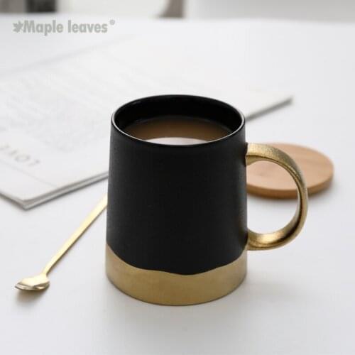 Creative Nordic Retro Coffe Cup Lid Big Mug Milk Tea Ceramic Cup Wood Cover Beer Black Water Cup Travel Birthday Gift Box