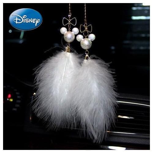 Disney Mickey Mouse Minnie Car Pendant Creative Feather Rearview Mirror Car Pendant