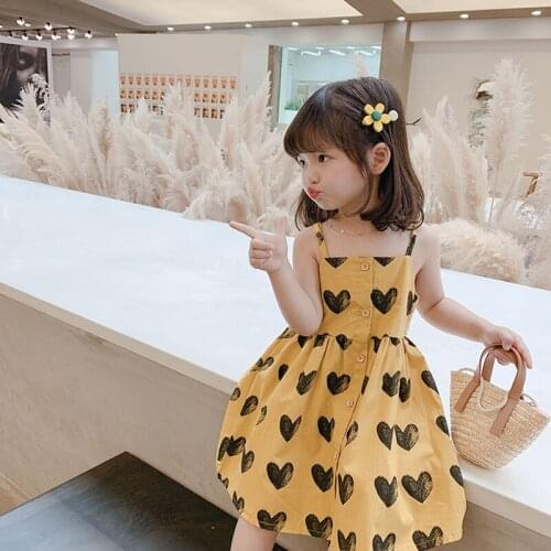 Summer Girls Dress Love Suspender Princess Dress 2021 Cute Hit Color Baby Kids Clothes ChildrenS Clothing